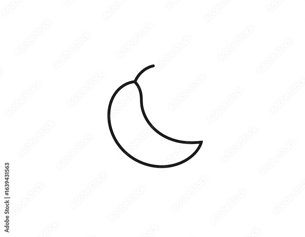 Fototapeta premium Simple black line drawing of a banana.
