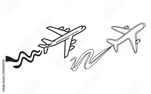 Two airplanes leaving wavy trails aircraft travel
