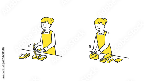 2人分のお弁当を作る女性