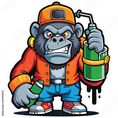 Urban Gorilla and Street Art Vector Character