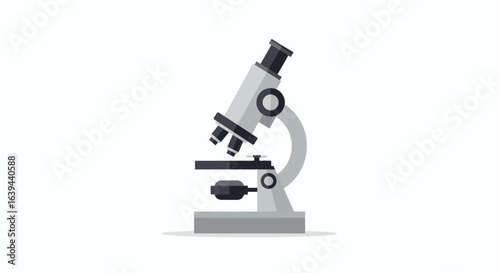Modern microscope illustration for scientific research and medical studies on a clean white background