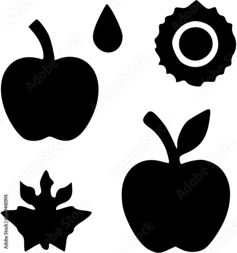 Simple black autumn icon illustration white background
