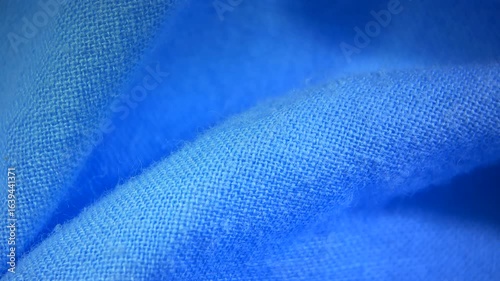 Blue cotton flax textile material cloth texture blur background macro