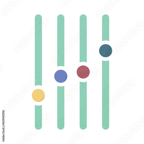Mint green sliders with colored circular controls adjustment settings