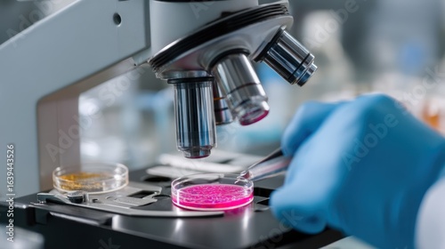 Technician preparing slides for microscopic examination in pathology lab