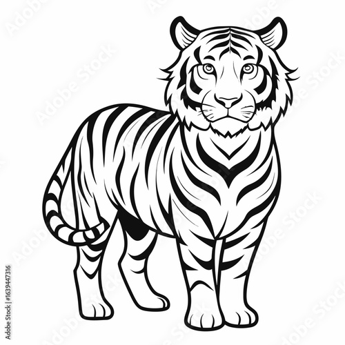 Tiger out line vector icon 