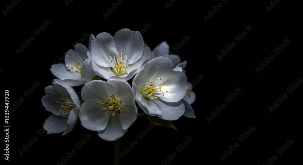 Obraz premium Exquisite beauty: Close up of white blossoms with prominent yellow centers