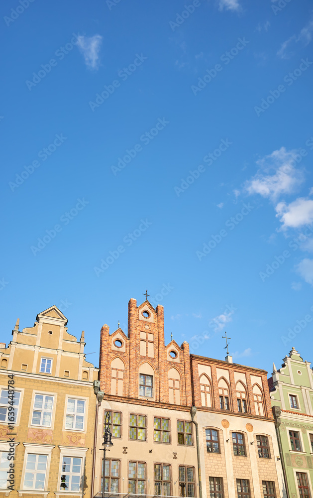 Obraz premium Photo of buildings in the Old Town of Poznan, Poland.