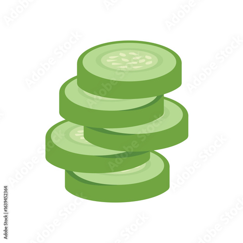 several slice of cucumber. set of cucumber slice. cucumber slice stack.