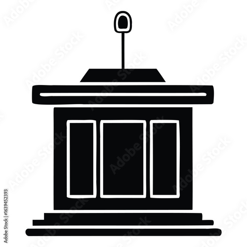 Witness Stand and Courtroom Justice Vector Silhouette