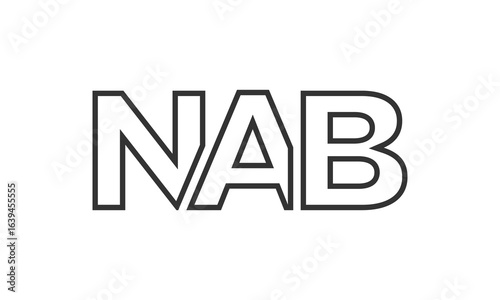 NAB logo design template with strong and modern bold text. Initial based vector logotype featuring simple and minimal typography. Trendy company identity.