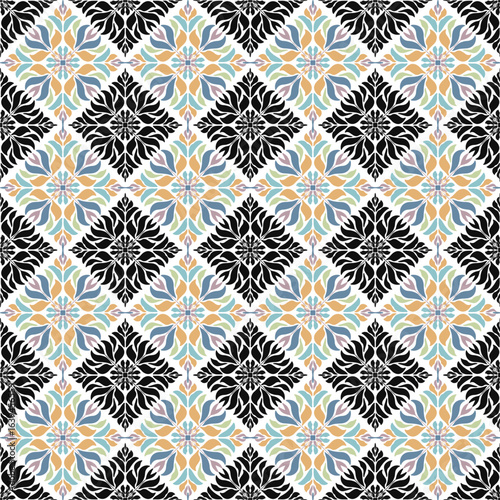 Beautiful, seamless, multi-colored flowers