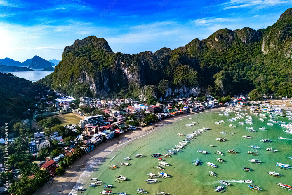 Fototapeta premium Aerial view of El Nido on the Island of Palawan, Philippines