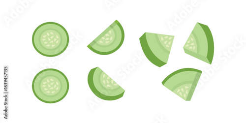 piece of cucumber. cucumber cuts set clipart.