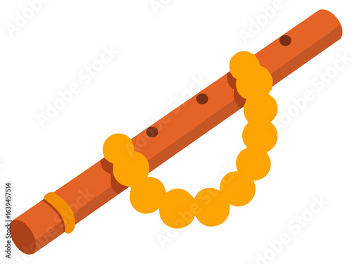 Krishna Flute with Garland PNG Sticker
