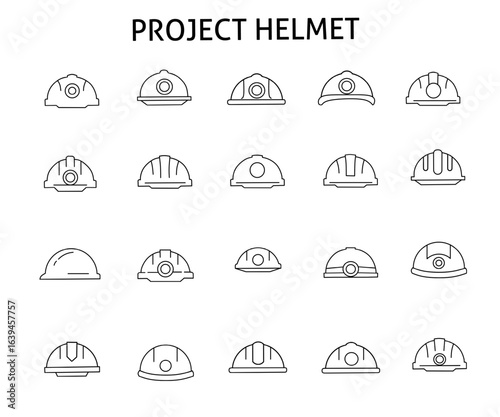 Safety helmet icon line art vector