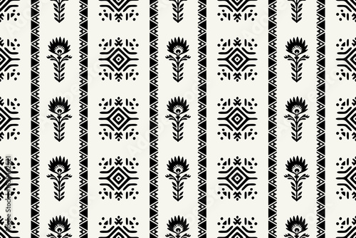hand-drawn Aztec geometric seamless ethnic pattern. Tribal traditional ornament motif design for textile. Black and white colors.Southwest Navajo Native American tribal ethnic modern.