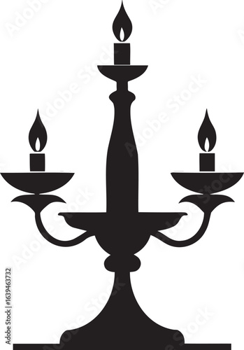  candelabra silhouette vector  icon illustration, candlestick isolated in white background