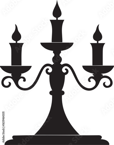  candelabra silhouette vector  icon illustration, candlestick isolated in white background