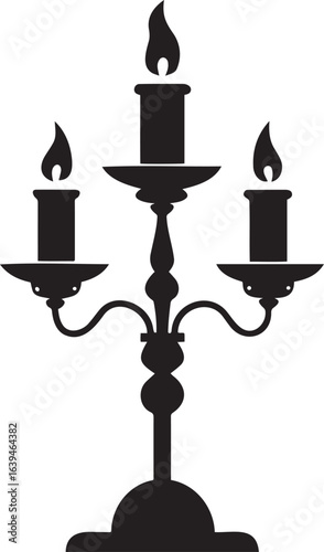  candelabra silhouette vector  icon illustration, candlestick isolated in white background