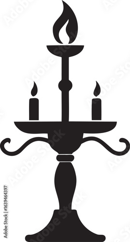  candelabra silhouette vector  icon illustration, candlestick isolated in white background