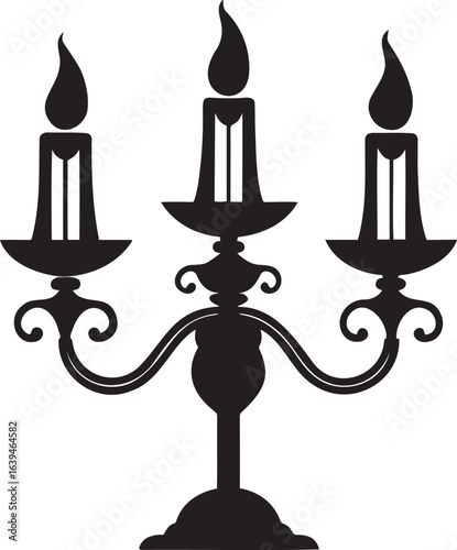  candelabra silhouette vector  icon illustration, candlestick isolated in white background