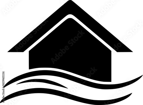 house flood vector flat icon
