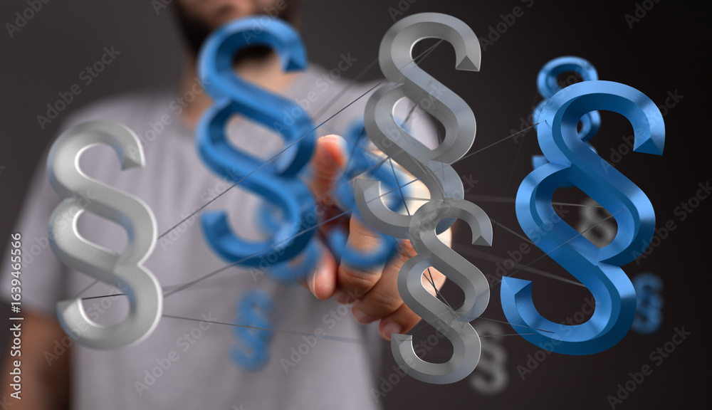 Fototapeta premium Abstract image of interconnected paragraph symbols, representing legal concepts, regulations, and compliance.