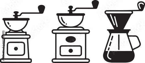 Coffee Grinder Vector Illustration Set in a Simple Line Art Style