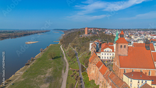 Beautiful architecture of Grudziadz with granaries at Wisla river, Poland
