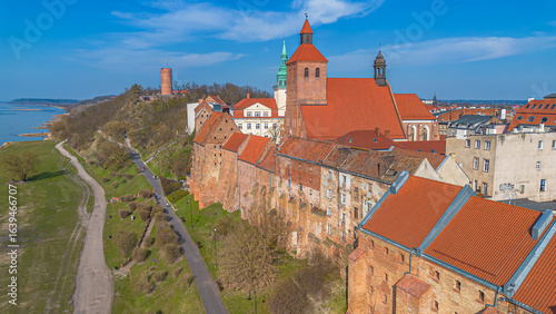 Beautiful architecture of Grudziadz with granaries at Wisla river, Poland
