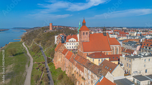 Beautiful architecture of Grudziadz with granaries at Wisla river, Poland
