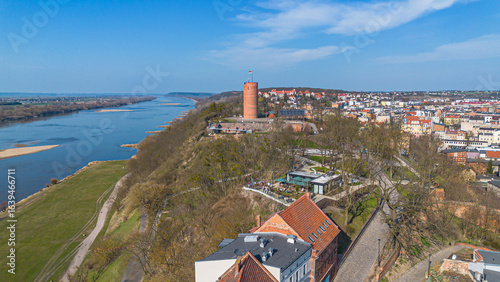 Beautiful architecture of Grudziadz with granaries at Wisla river, Poland
