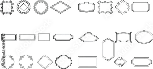 Vintage label frames and decorative shapes collection