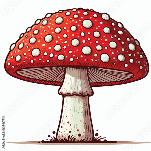Red and white spotted mushroom vector image