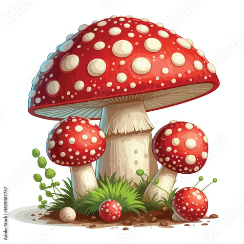 Red and white spotted mushroom vector image