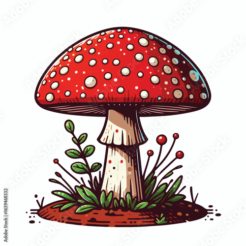 Red and white spotted mushroom vector image