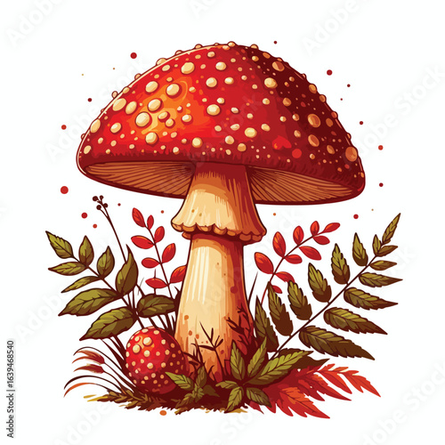 Red and white spotted mushroom vector image