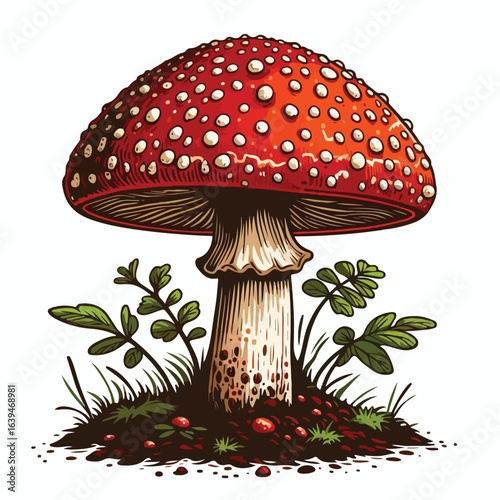 Red and white spotted mushroom vector image
