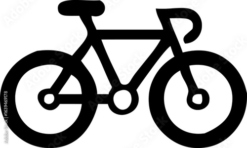 Silhouette of a bicycle, simple black bike icon vector illustration used for transport, cycling, fitness, eco travel and recreational design. 