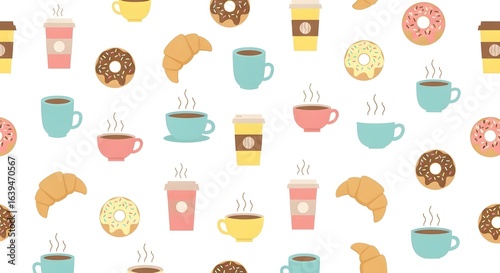 Coffee and Pastries Seamless Pattern