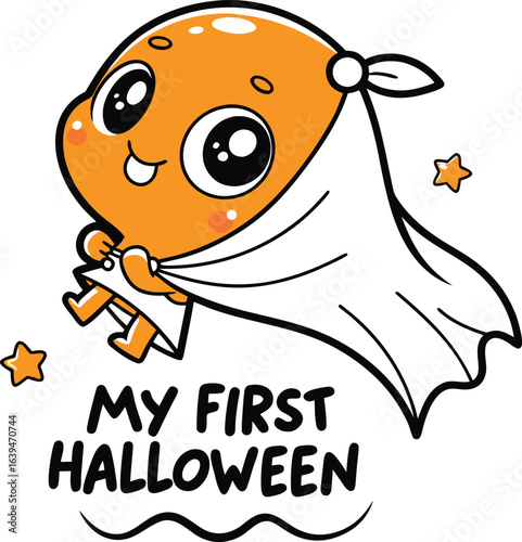 Cute Baby Ghost Vector Illustration for Apparel and Nursery Print