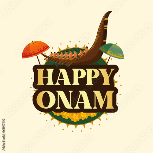 Happy onam festival celebration typo