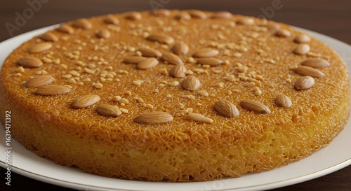 Arabic basbousa with almond.