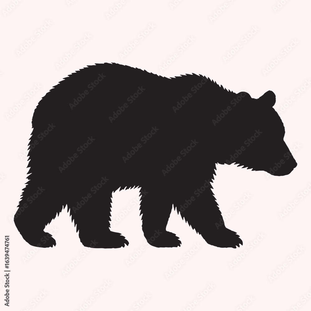 Fototapeta premium Bear Silhouette – Black Wildlife Animal Illustration