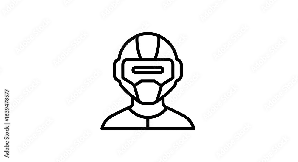 Fototapeta premium Person Wearing VR Headset Outline Avatar Graphic Vector Icon