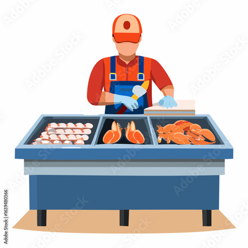 水産食料品製造の工場作業員イラスト