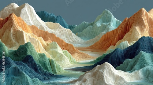 Abstract Pixel Art Mountain Range with Soft Color Palette