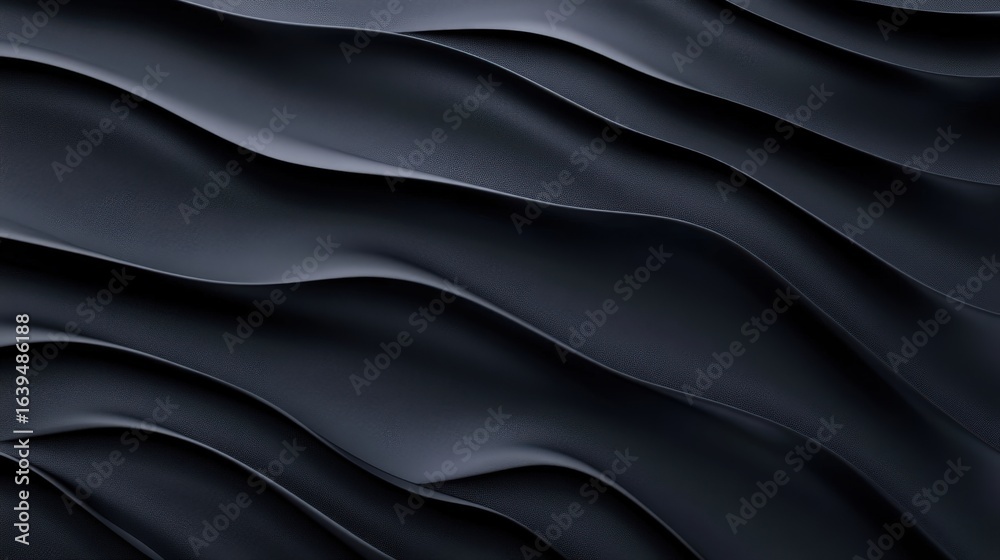 Fototapeta premium Smooth Black Textile Texture with Elegant Wave Patterns