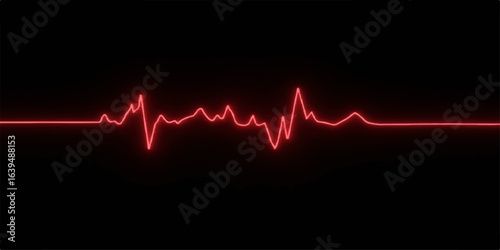 A medical graphic showing a red heartbeat pulse line on a black cardiogram monitor